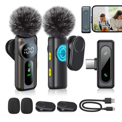 Wireless Lavalier Microphone Set for iPhone, Android, and iPad - Mini Clip-On Microphones with Superior Sound Quality for Recording, Live Streaming, and Vlogging