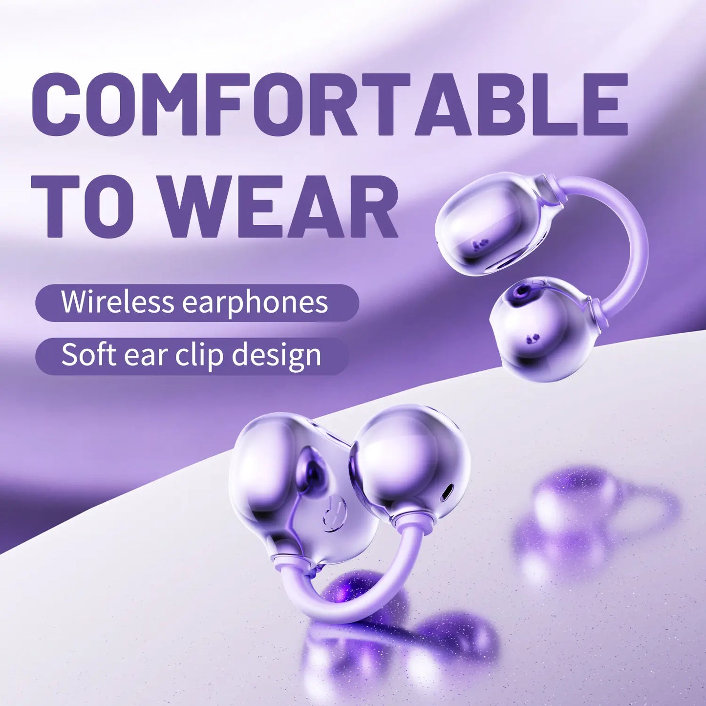 INSONIXN Wireless Bluetooth 6.0 Open Ear Clip Headphones with Built-In Microphone, Comfortable Design, High Fidelity Sound, 36 Hours Playback Time, Ideal for Sports and Fitness