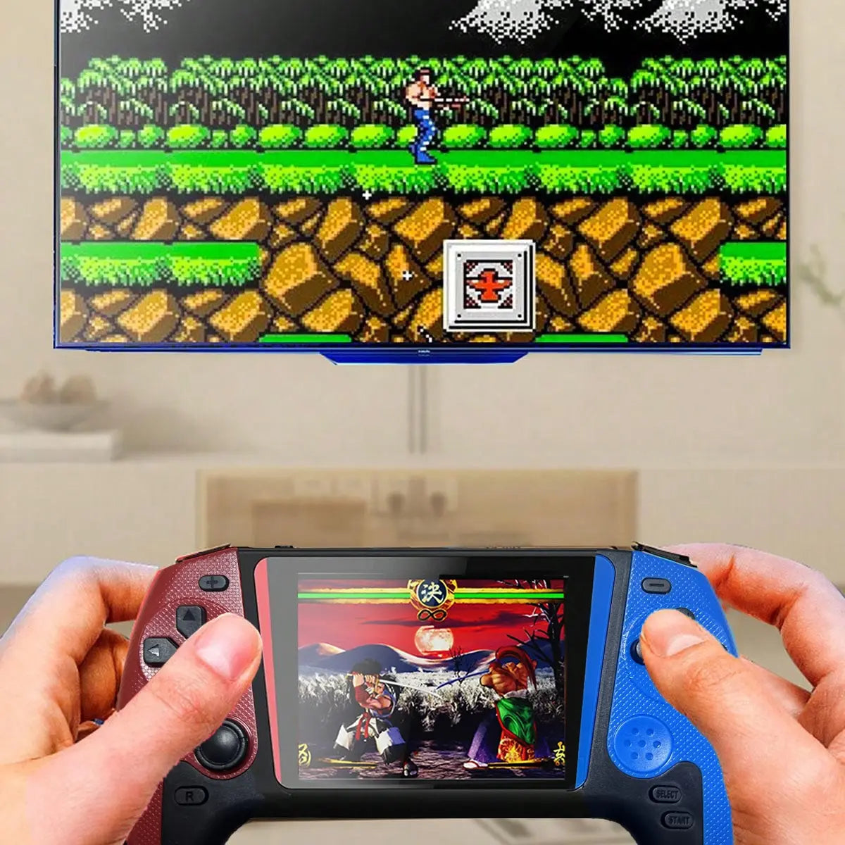 Portable Retro Handheld Gaming Console with 3.5-Inch Joystick, 500 Built-in Games, Wireless Controller, Rechargeable Battery, and TV Connectivity