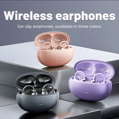 INSONIXN Wireless Bluetooth 6.0 Open Ear Clip Headphones with Built-In Microphone, Comfortable Design, High Fidelity Sound, 36 Hours Playback Time, Ideal for Sports and Fitness