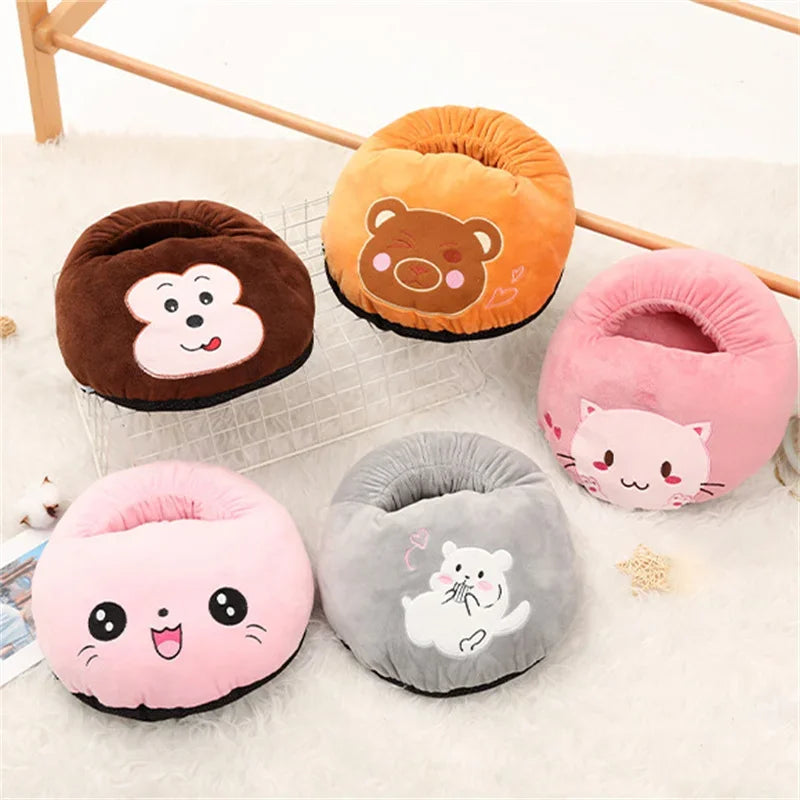 USB Electric Foot Warmer with Fleece Cat Design - Rechargeable Heating Pads for Home and Bedroom Use