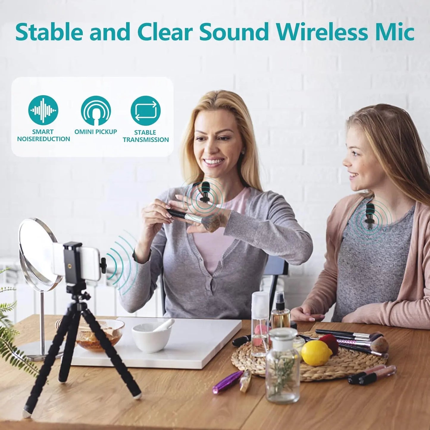 Professional Portable Wireless Lavalier Microphone Set for iPhone and Android - USB Rechargeable Clip-On Lapel Mic for Video Recording, Teaching, Interviews, Podcasting, TikTok, Vlogging, and Live Streaming
