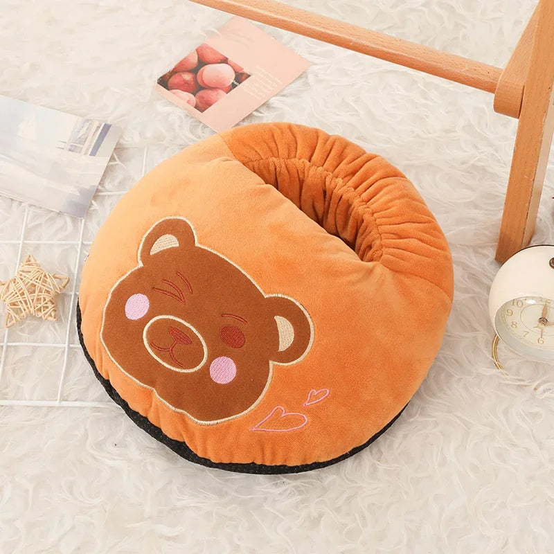 USB Electric Foot Warmer with Fleece Cat Design - Rechargeable Heating Pads for Home and Bedroom Use