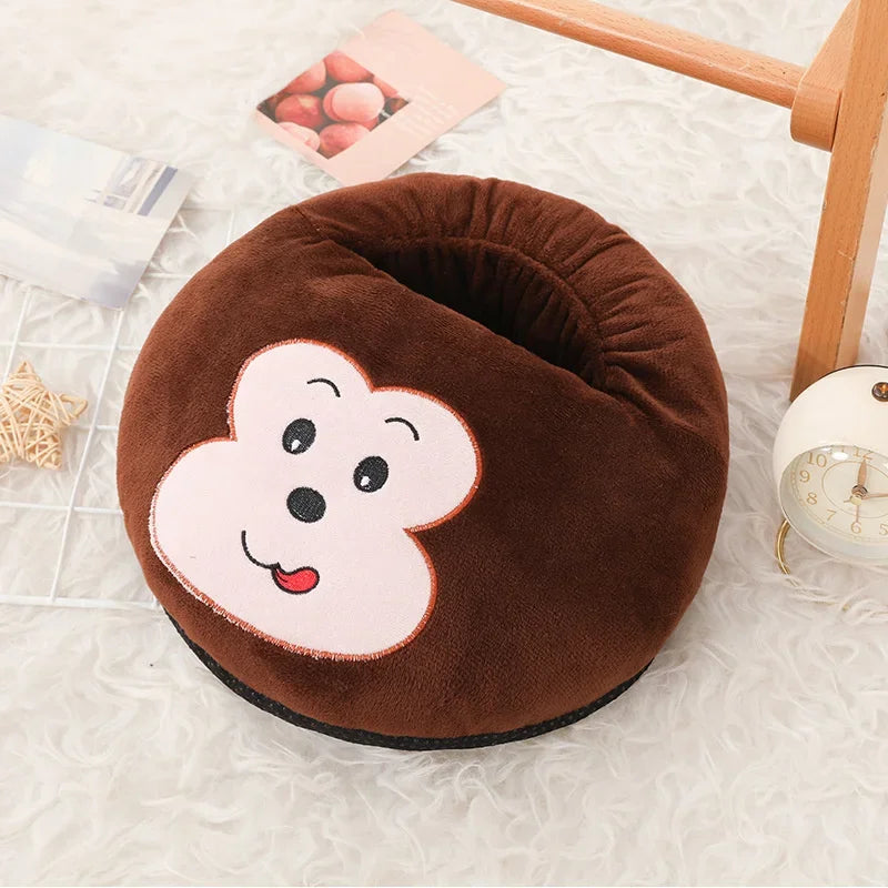 USB Electric Foot Warmer with Fleece Cat Design - Rechargeable Heating Pads for Home and Bedroom Use