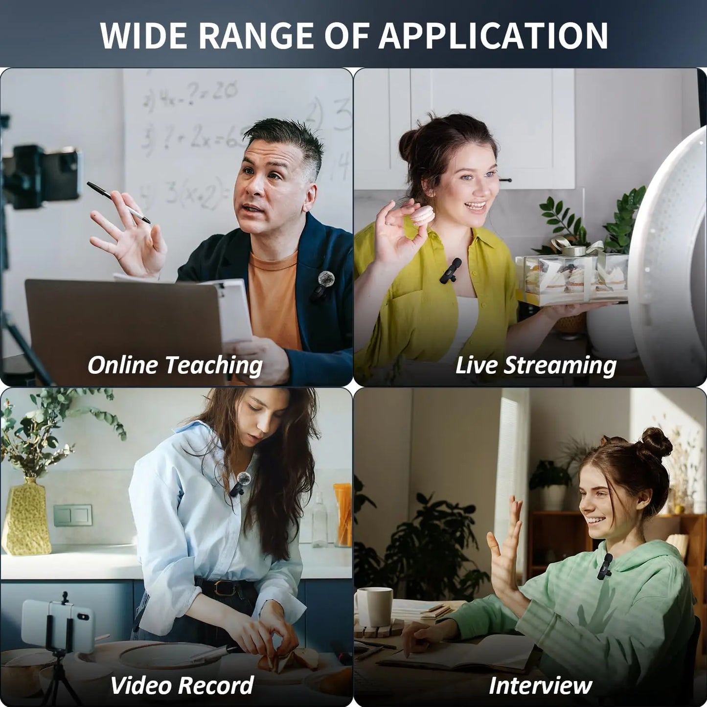 Wireless Lavalier Microphone Set for iPhone, Android, and iPad - Mini Clip-On Microphones with Superior Sound Quality for Recording, Live Streaming, and Vlogging