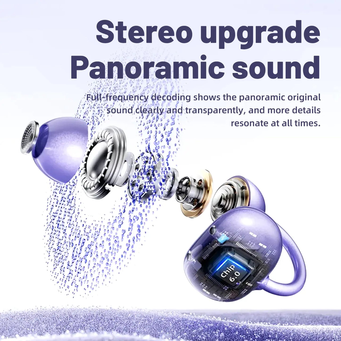 INSONIXN Wireless Bluetooth 6.0 Open Ear Clip Headphones with Built-In Microphone, Comfortable Design, High Fidelity Sound, 36 Hours Playback Time, Ideal for Sports and Fitness