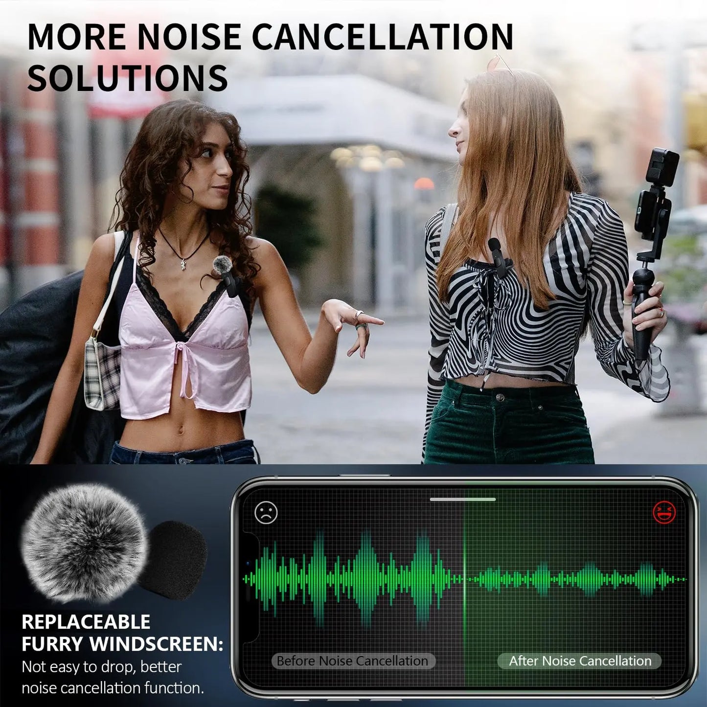 Wireless Lavalier Microphone Set for iPhone, Android, and iPad - Mini Clip-On Microphones with Superior Sound Quality for Recording, Live Streaming, and Vlogging