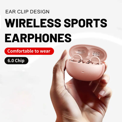 INSONIXN Wireless Bluetooth 6.0 Open Ear Clip Headphones with Built-In Microphone, Comfortable Design, High Fidelity Sound, 36 Hours Playback Time, Ideal for Sports and Fitness