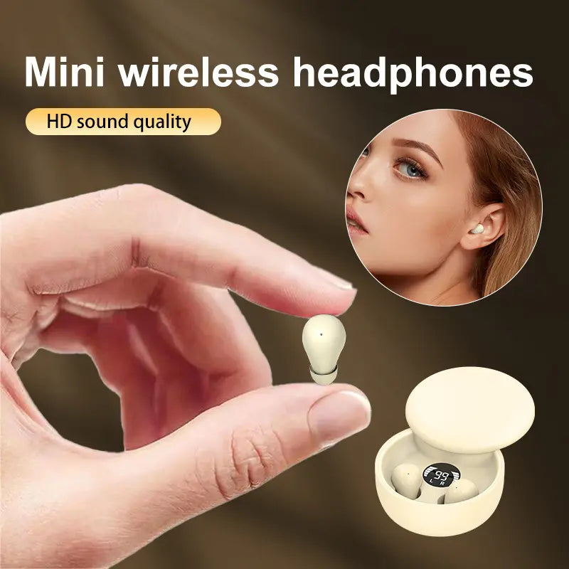 MSHUKCOE Mini Invisible Bluetooth 5.4 True Wireless In-Ear Headphones - Noise Cancelling Sport Earbuds for Gaming and Everyday Use