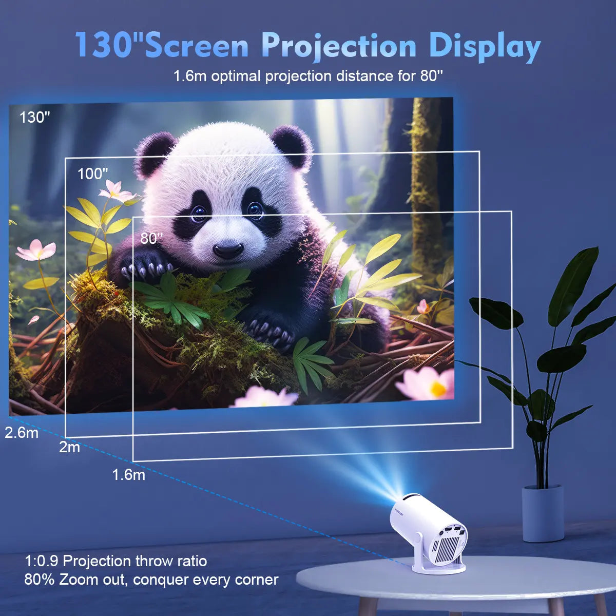 Magcubic HY300Pro Mini Projector - 290 ANSI Lumens, Android 14, Dual WiFi 6, 8K/4K Decoding, Auto Keystone Correction, Wireless BT 5.4, 130" Screen, 1280x720P, Built-In Speaker, Ideal for Outdoor and Bedroom Use