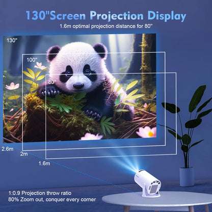 Magcubic HY300Pro Mini Projector - 290 ANSI Lumens, Android 14, Dual WiFi 6, 8K/4K Decoding, Auto Keystone Correction, Wireless BT 5.4, 130" Screen, 1280x720P, Built-In Speaker, Ideal for Outdoor and Bedroom Use