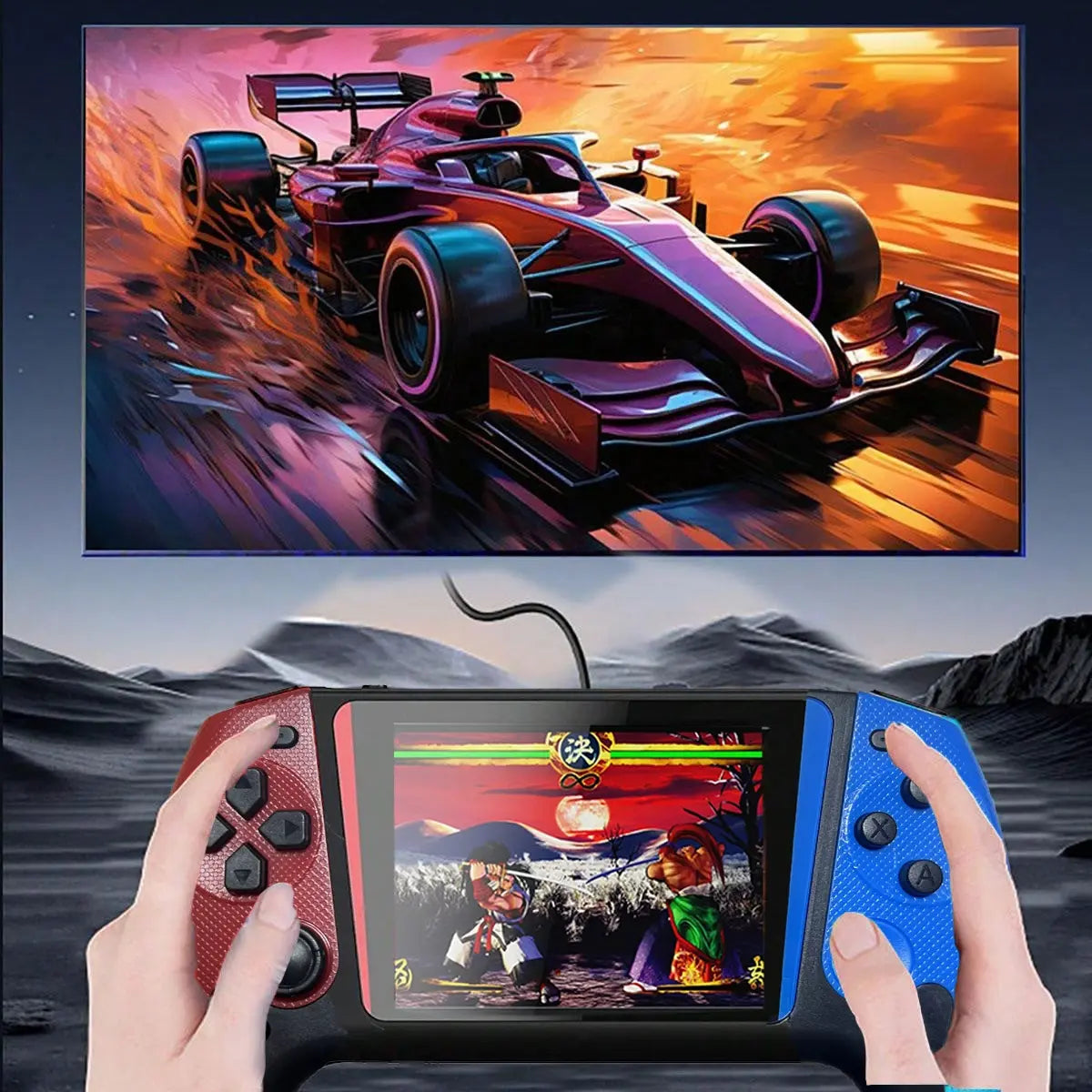 Portable Retro Handheld Gaming Console with 3.5-Inch Joystick, 500 Built-in Games, Wireless Controller, Rechargeable Battery, and TV Connectivity