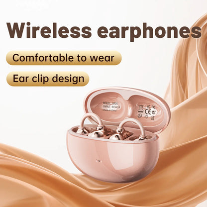 INSONIXN Wireless Bluetooth 6.0 Open Ear Clip Headphones with Built-In Microphone, Comfortable Design, High Fidelity Sound, 36 Hours Playback Time, Ideal for Sports and Fitness