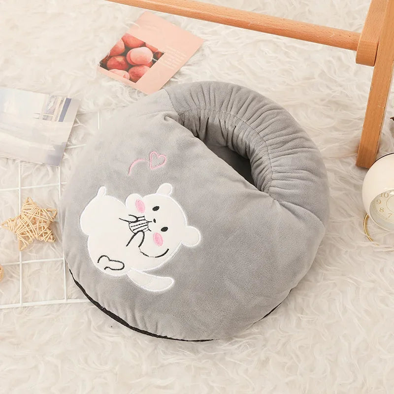 USB Electric Foot Warmer with Fleece Cat Design - Rechargeable Heating Pads for Home and Bedroom Use