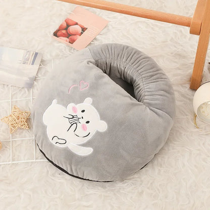 USB Electric Foot Warmer with Fleece Cat Design - Rechargeable Heating Pads for Home and Bedroom Use