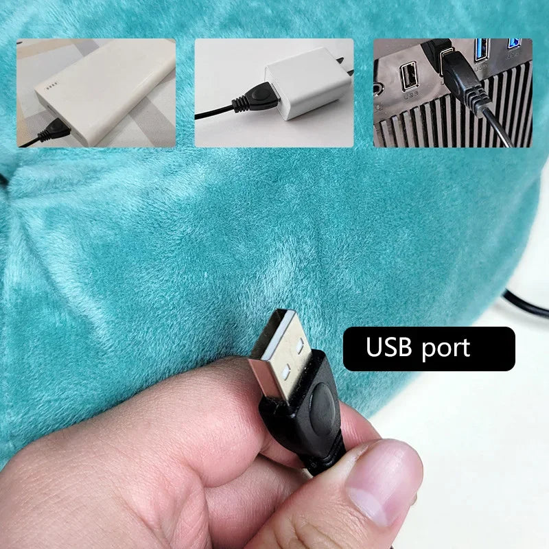 USB Electric Foot Warmer with Fleece Cat Design - Rechargeable Heating Pads for Home and Bedroom Use