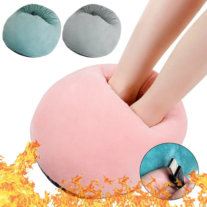 USB Electric Foot Warmer with Fleece Cat Design - Rechargeable Heating Pads for Home and Bedroom Use