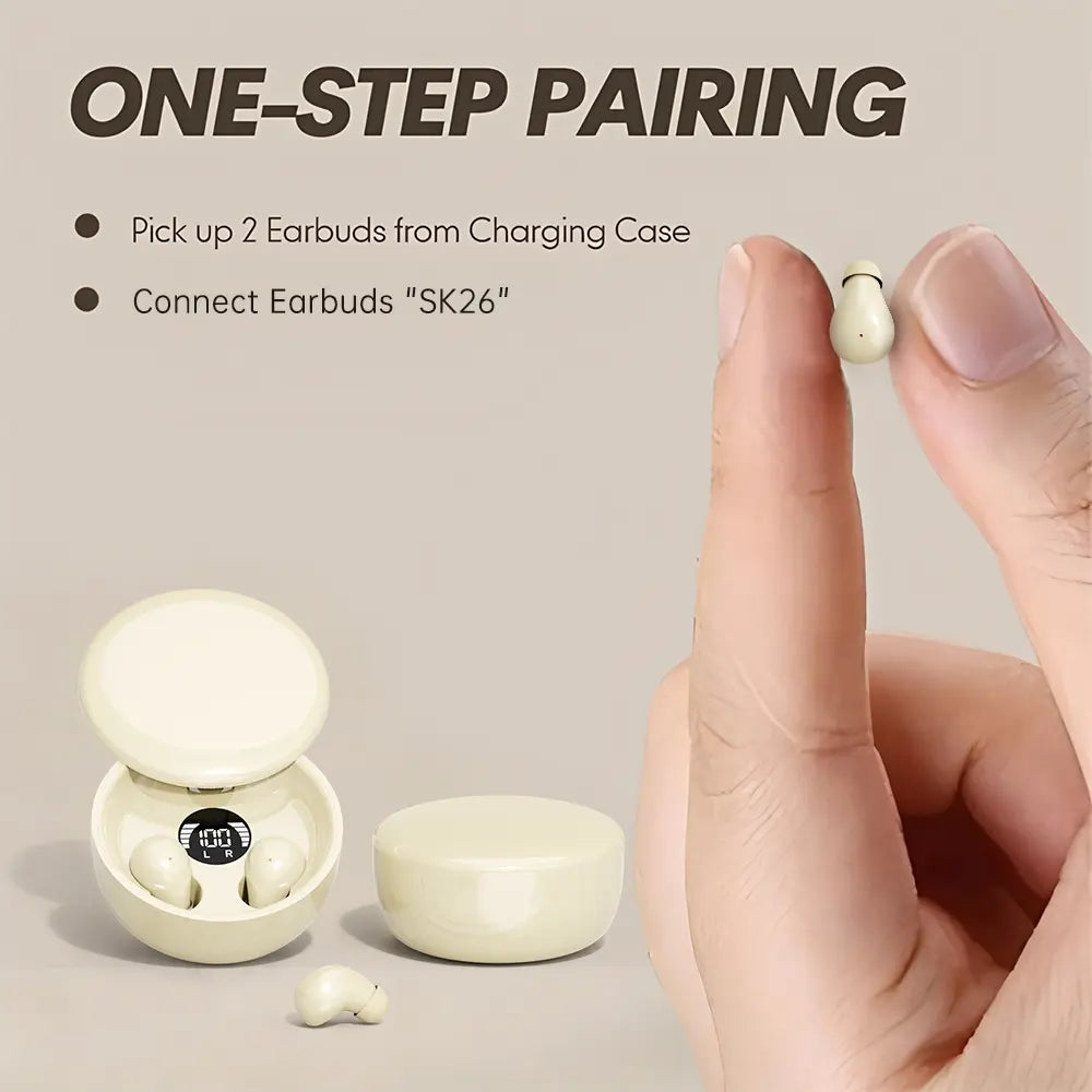 MSHUKCOE Mini Invisible Bluetooth 5.4 True Wireless In-Ear Headphones - Noise Cancelling Sport Earbuds for Gaming and Everyday Use