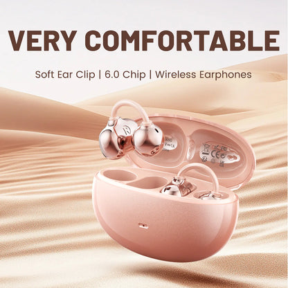 INSONIXN Wireless Bluetooth 6.0 Open Ear Clip Headphones with Built-In Microphone, Comfortable Design, High Fidelity Sound, 36 Hours Playback Time, Ideal for Sports and Fitness
