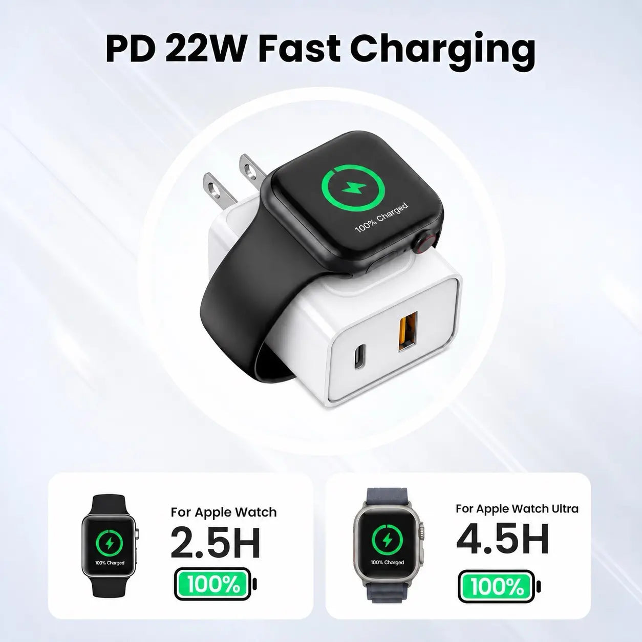 3-in-1 Magnetic Wireless Charging Station with 20W Fast Charger for Apple Watch Ultra/Series 9/8/7/6 and iPhone 17/17 Pro/16/16 Pro/15 Series, Includes USB-C Wall Charger Block