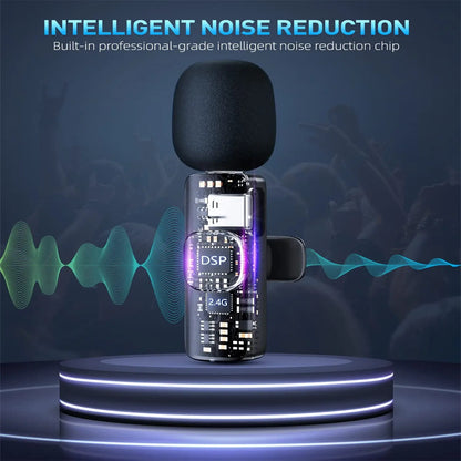 Wireless Lavalier Microphone Set for iPhone, Android, and iPad - Mini Clip-On Microphones with Superior Sound Quality for Recording, Live Streaming, and Vlogging
