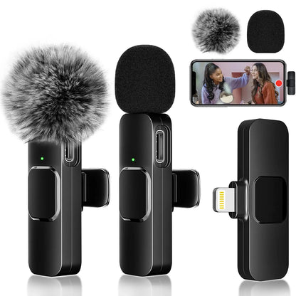 Wireless Lavalier Microphone Set for iPhone, Android, and iPad - Mini Clip-On Microphones with Superior Sound Quality for Recording, Live Streaming, and Vlogging